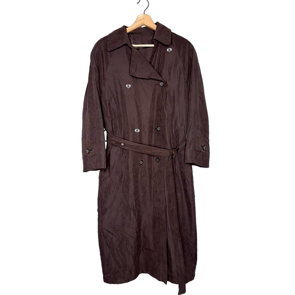 London Fog Vintage Long Double-Breasted Trench Coat Brown Women's Size 6P
